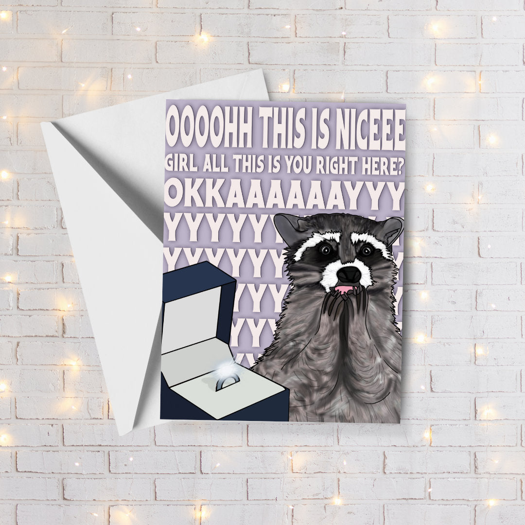 Raccoon Engagement Card